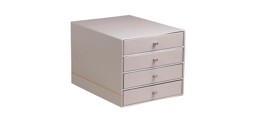 Rhodiarama trieur 4 tiroirs simili cuir italien 24,8x32,7x22,8 cm - Argent