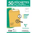 Versandtaschen haftklebend, gestreiftes braunes Kraftpapier, B5 176x250mm, 90g, Packung mit 50 Stück - Braun