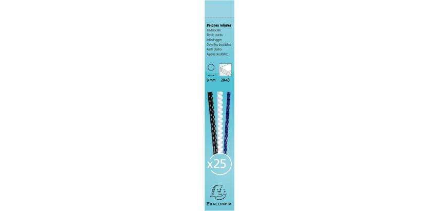 Exacompta Plastic Binding Combs, 8mm Thick, A4 (Box of 25)