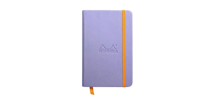 Rhodiarama carnet rembordé rigide 9x14 cm 192 pages uni papier ivoire 90g fermeture élastique - Iris