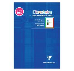 Bloc d'écriture spécial Dys encollé en-tête A5 100 pages détachables cadre et lignes 4 couleurs Interligne 3 mm - Bleu Klein