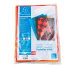 Sachet de 100 pochettes coin polypropylène lisse Premium - A4 - Couleurs assorties