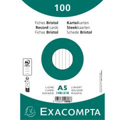 Paquet 100 fiches sous film - bristol ligné non perforé 148x210mm - Blanc