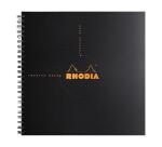 Reversebook Rhodiactive 90g reliure intégrale 21x21 cm 160 pages petits carreaux 5x5 microperforé non perforé - Noir