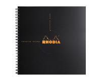 Reversebook Rhodiactive 90g reliure intégrale 21x21 cm 160 pages petits carreaux 5x5 microperforé non perforé - Noir