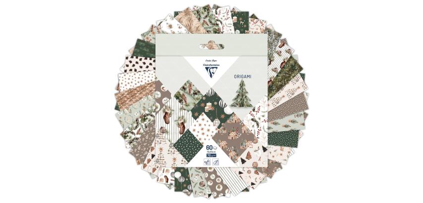 Clairefontaine Origami Paper - 15x15cm - 60 Sheets - Cosy Christmas (Multicolour) - Multicolour