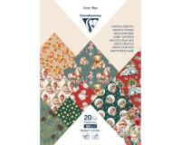 PAPIERS IMPRIMÉS, Bloc de 20 feuilles à motifs 160g/m2 au format A4 (21x29,7cm) + 1 idée créative - Souvenirs de Noël - Multicolore