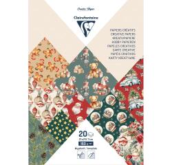 PAPIERS IMPRIMÉS, Bloc de 20 feuilles à motifs 160g/m2 au format A4 (21x29,7cm) + 1 idée créative - Souvenirs de Noël - Multicolore