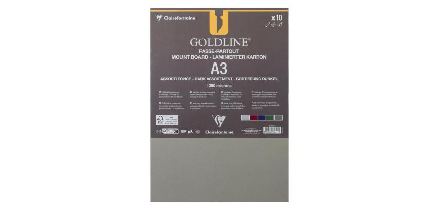 Goldline contrecollé pour passe-partout paquet 10F A3 1,25mm - Assortiment teintes foncées