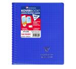 Cahier reliure intégrale enveloppante Koverbook 17x22cm 160 pages grands carreaux couverture polypropylène transparent - Assortis