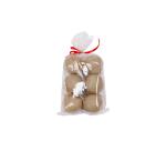 Sachet de 6 boules avec cordon doré 6cm - Kraft