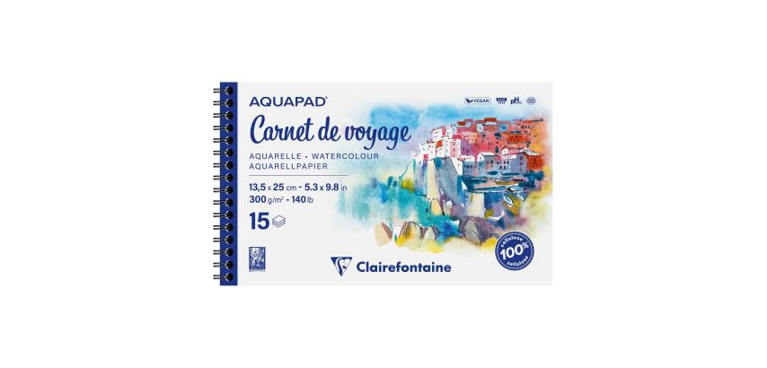 Aquapad Carnet de Voyage album spiralé 15F 13,5x25cm 300g