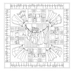 Carré 100% soie - 90x90cm Fenêtre sud - Blanc