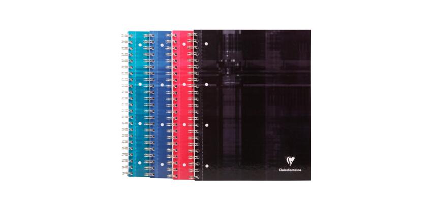 Bind'O Block cahier reliure intégrale A4+ 160 pages détachables perforées 4 trous grands carreaux + cadre en-tête 4 couleurs de bandes - Assortis