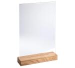 Porta-avvisi da tavolo con base in legno per formato A4 - Cristallo