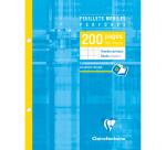 Feuillets mobiles sous étui 17x22 cm 200 pages perforées 2 trous grands carreaux