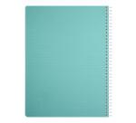 Cahier reliure intégrale Linicolor ESSENCE A4 180 pages petits carreaux couverture plastique polypropyène rainuré - Bleu lagon