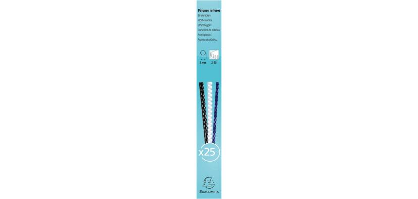 Exacompta Plastic Binding Combs, 6mm Thick, A4 (Box of 25)