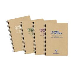 Carnet recyclé reliure intégrale Uninotes A5 160 pages détachables ligné couverture kraft - Assortis