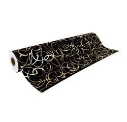 Premium 80g, 50x0,70m, Gouden arabesken op zwarte ondergrond - Zwart
