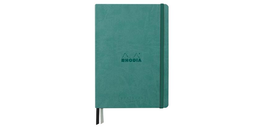 Rhodiarama Goalbook Creation rembordé rigide A5 160 pages papier Maya noir lisse dot 120g avec élastique - Eau