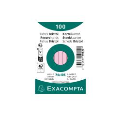 Pk100 Exa Rec Card 7.5x10.5cm Lined - Pink