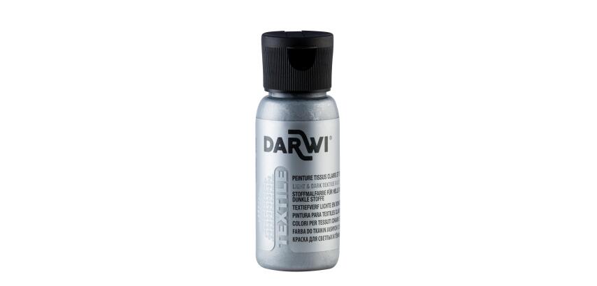 DARWI 50 ml Bottle of Metallic Textile Paint - Silver