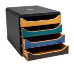 Exacompta, Big Box, Schubladenbox mit 4 Schubladen, Neo Deco - Farben sortiert