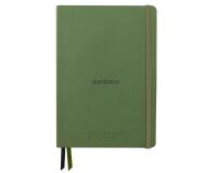 Rhodiarama Goalbook Creation rembordé rigide A5 160 pages papier Maya noir lisse dot 120g avec élastique - Sauge