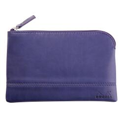 Rhodiarama etui met rits in kunstleer - maat S - 11x17 cm - Nachtblauw