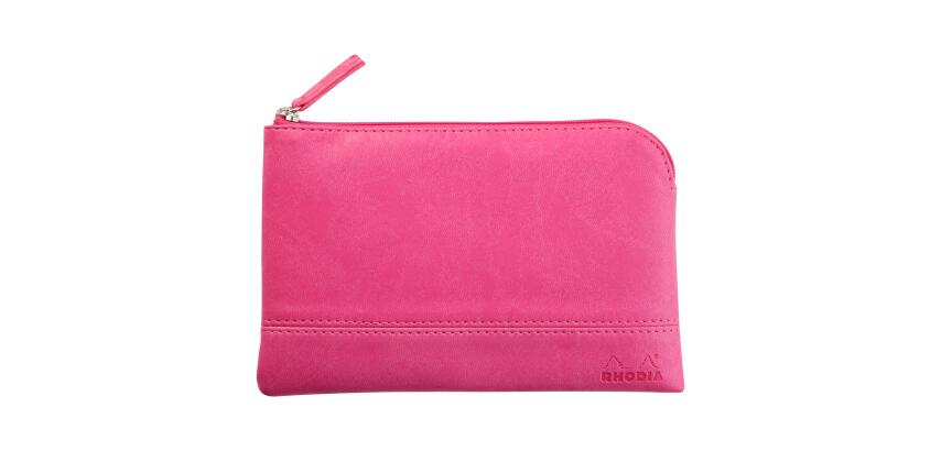 Rhodiarama etui met rits in kunstleer - maat S - 11x17 cm - Fuchsia
