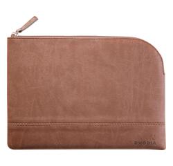 Rhodiarama pochette zippée en simili cuir - taille M (16x22 cm) - Chocolat