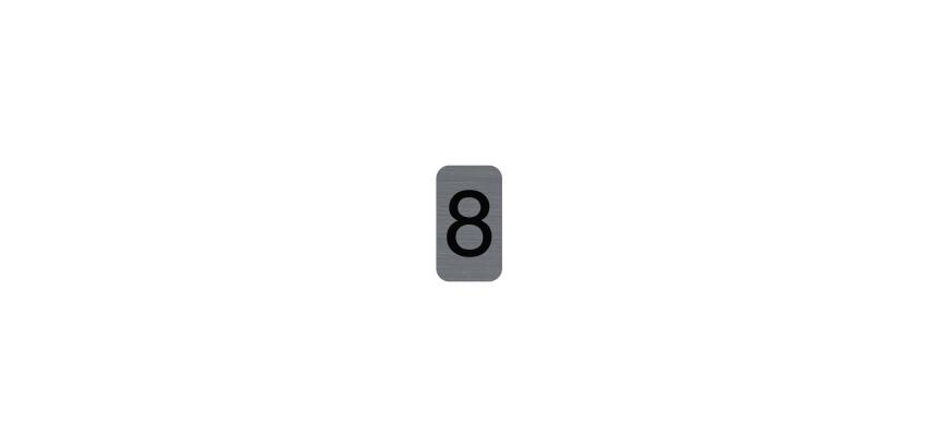 Sign adhesive aluminium effect Number 8 2.5x4.4 cm - Grey