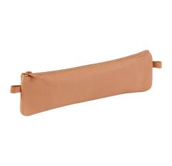CUIR NATUREL Trousse plate 22x6 cm. - Naturel