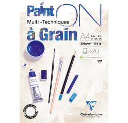Paint'ON à grain bloc collé 20F A4 250g