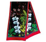 100% Seidenschal mit vorgedruckten Guttalinien, 180x43cm, Orchidee - Weiß