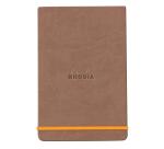 Rhodiarama Webnotepad 9x14 cm, mit festem Einband, 96 Blatt liniert, mikroperforiert, Papier elfenbein 90g, mit Gummizugverschluss - Taupe