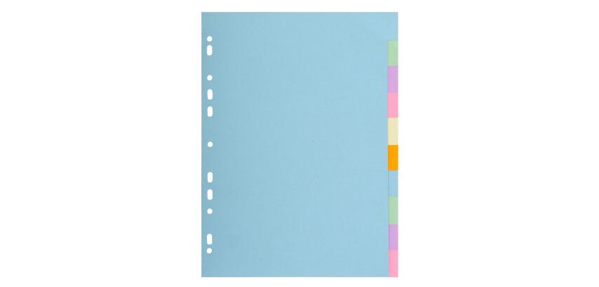 Intercalaires carte pastel 170g Forever 10 positions - A4 - Couleurs assorties
