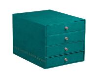Rhodiarama trieur 4 tiroirs simili cuir italien 24,8x32,7x22,8 cm - Paon