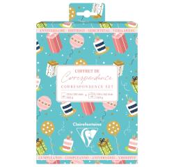 SET DE CORRESPONDANCE THÉMATIQUE, 8 enveloppes Pollen C6 (114x162mm) 120g + 8 cartes pliées 110x155m 185g, Anniversaire