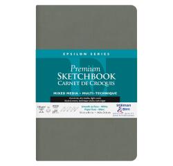 Epsilon Series, Skizzenbuch mit flexiblem Einband, Fadenbindung, 46 Blatt 21,6x14cm 150g - Weiß