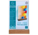 Porta-avvisi da tavolo con base in legno per formato A5 - Cristallo