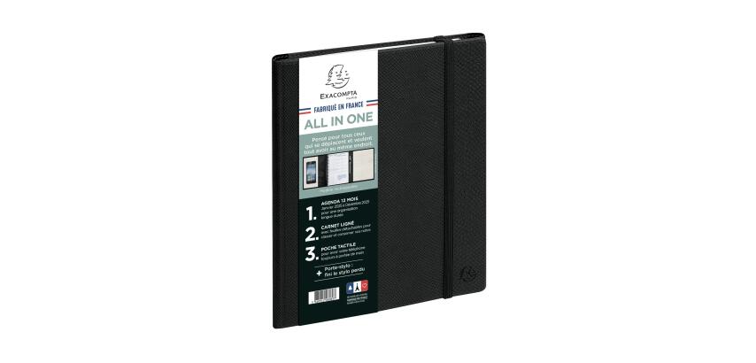 Agenda de bureau All in one Horizons 20S Visuel spiralé Kaa 15 x 21 cm Semainier Janvier à Décembre 2027 - Noir
