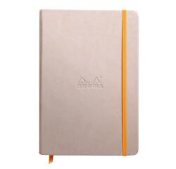 Rhodiarama hardcover notitieboek A5, 96 blad gelijnd ivoorkleurig papier van 90g, sluiting met elastiek - Beige