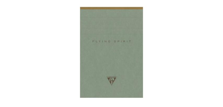 Flying Spirit Green bloc entoilé entête A6 140p détach. Ligné motifs assortis papier ivoire 90g - Vert de gris