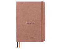 Rhodiarama Goalbook Creation rembordé rigide A5 160 pages papier Maya noir lisse dot 120g avec élastique - Bois de rose