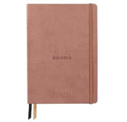 Rhodiarama Goalbook Creation rembordé rigide A5 160 pages papier Maya noir lisse dot 120g avec élastique - Bois de rose