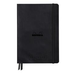 Rhodiarama Goalbook Creation rembordé rigide A5 160 pages papier Maya noir lisse dot 120g avec élastique - Noir