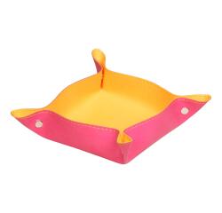 Rhodiarama vide-poche réversible simili cuir italien 12x12x4,5 cm - Framboise