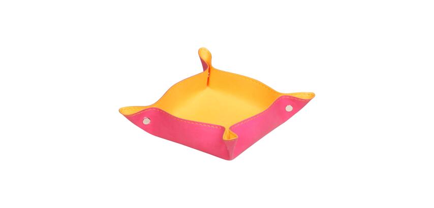 Rhodiarama vide-poche réversible simili cuir italien 12x12x4,5 cm - Framboise